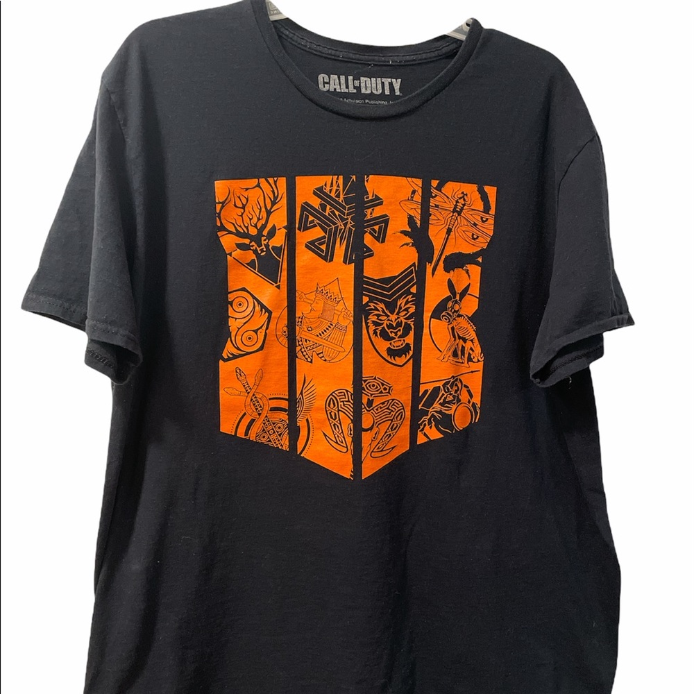 Call of Duty COD T Shirt Gaming Black & Orange